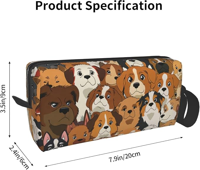 Cute Dog Faces Makeup Bag for Women with Wrist Strap | Durable 600D Oxford Fabric Cosmetic Organizer,Compact Travel Pouch with Handle for Gym & Daily Use - Image 3