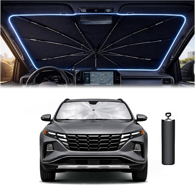 Car Windshield Sun Shade Umbrella for Hyundai Tucson 2016-2021 | 2026 Upgraded,Custom-Fit Umbrella Sunshade,Easy Install,UV Protection & Heat Reflective,Keep Interior Cooler with Storage Bag by Unknown
