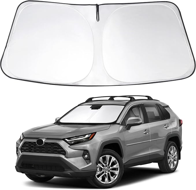 Windshield Sun Shade Sunshade for 2019-2026 Toyota RAV4 RAV-4 | Full covered for windshield, Foldable & Durable, Block UV Rays, Reduce Heat, Easy to install, Keeps Car Cooler by LHFLIVE