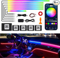 Dreamcolor Acrylic Interior Car LED Strip Lights, 6 in 1 Ambient Lighting Kit with Wireless APP, Dynamic Chasing Music Sync Fiber Optic Lights with DIY Mode, Car Inside Lighting Accessories by JINRUITOP
