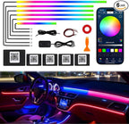 Dreamcolor Acrylic Interior Car LED Strip Lights, 6 in 1 Ambient Lighting Kit with Wireless APP, Dynamic Chasing Music Sync Fiber Optic Lights with DIY Mode, Car Inside Lighting Accessories by JINRUITOP