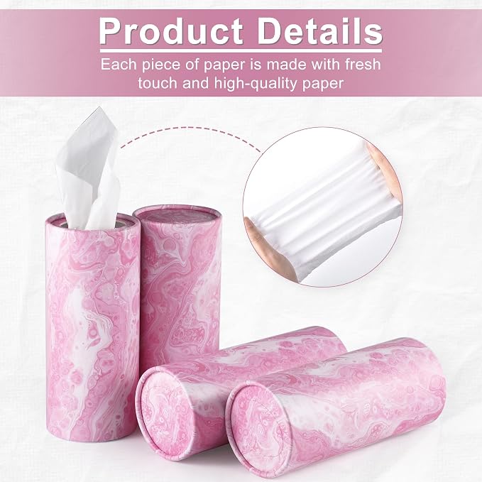 SINGARO Car Tissue Holder, 4 Pack Car Cup Holder Facial Tissues with Travel Tissue Bag, Quick and Convenient Flower Combination Car Tissue Box(4 Canisters/200 Tissues) Pink - Image 3