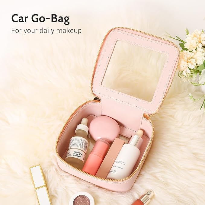 Aveniee Clear Makeup Bag Set (2-Piece Mini & Midi) - Travel Toiletry Organizer for Women, Waterproof Cosmetic Pouch & Car Accessory for Travel Size Toiletries, Pink - Image 4