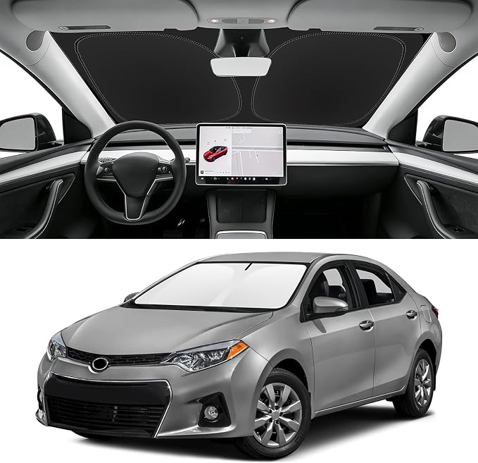 Custom Fit Windshield Sun Shade for Toyota Corolla 2014-2019 | Blocks UV Rays and Sun Heat, Helps Reduce Interior Temperature, Protects Dashboard from Fading, Folds Easily for Storage by SLOGENTO
