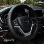 Microfiber Leather Steering Wheel Cover Large-Size for F150 F250 F350 Ram 4Runner Tacoma Tundra Range Rover Model S X with 15 1/2 inches-16 inches Outer Diameter (Black) by Valleycomfy