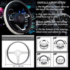 New Diamond Leather Steering Wheel Cover with Bling Crystal Rhinestones | Universal Fit 15 Inch Car Wheel Protector for Women Girls Black - Image 5