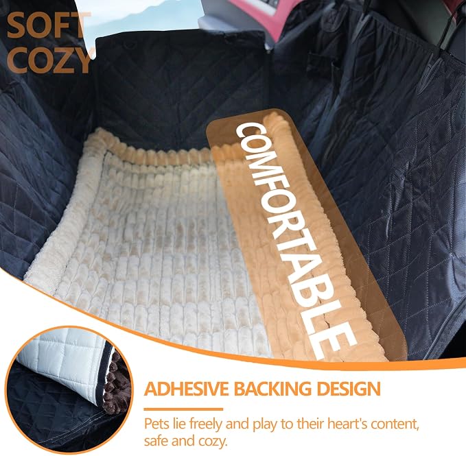 Dog Car Seat Cover 2 Piece Seat Waterproof Hammock and Brown Cover | Scratch Proof Nonslip Back Seat Pet Bed Mat for Travel Durable Soft Back Seat Covers for Cars Trucks and SUVs - Image 4