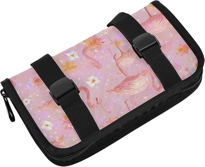 Car Tissue Holder Car Napkin Holder Car Tissue Box Dispenser Storage Case Sun Visor Mask Holder with Adjustable Straps Reusable Refillable Pink Gradient Flamingo and Petals - Image 2