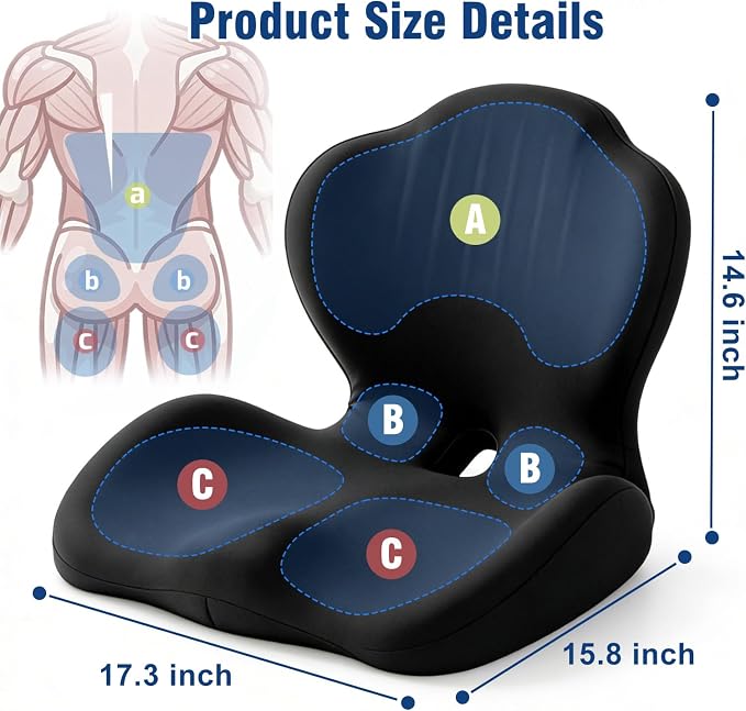 Car Seat Cushion Office Chair Cushion with Lumbar Support Pillow | Ergonomic Seat Cushion for Relieve Sciatica & Tailbone Pain, Ideal for Car Driving Truck Office Chairs Wheelchairs Home Use - Image 8
