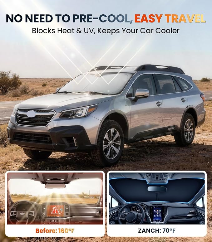 Zanch Custom Windshield Sun Shade for Subaru Outback 2020-2026, 100% Sun Blockage & Heat Insulation, Custom Fit Sunahde, Interior Protection, Keep Car Cooler, Foldable SUV Accessories - Image 2