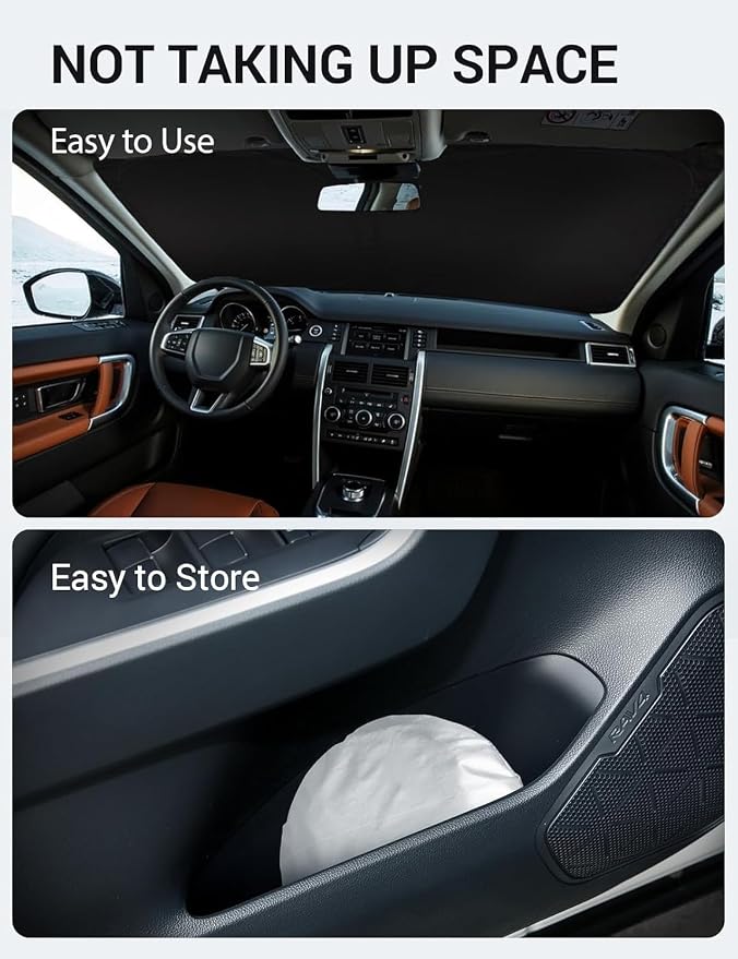 Proadsy Custom Fit 2014-2019 Land Rover Discovery Sport Windshield Sunshade | 240T Heat Shield, Drops Temp 54°F, Blocks 99% UV, Prevents Dashboard Cracking, Summer Parking & Beach Trips, Easy Twist-Fold - Image 9