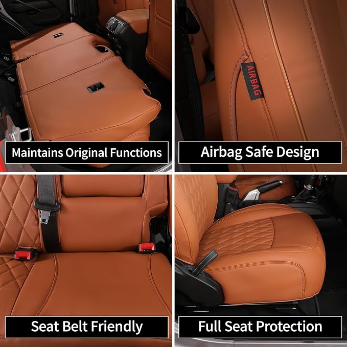 EKR Car Seat Covers for Subaru Forester &Hybrid 2025(NO Base),Full Set | Custom Fit for Subaru Forester &Hybrid 2025 (Not for Base)Glove-Like Fit,Airbag Compatible,Faux Leather(Brown) - Image 7