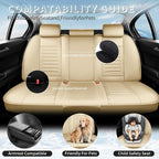 Fit Corolla Car Seat Covers for Toyota Corolla 2000-2025 2026 -Premium Leather, Waterproof，Breathable，All-Weather Seat Cushion Protecto & Airbag Compatible, Full Set Beige - Image 3