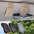 Sunglass Holder for Car, 2 Pack Car Sunglass Holder Visor Clip Magnetic Leather Sun Glasses Eyeglass Hanger, Beige, Fit for Different Size Eyeglasses by Teoenix