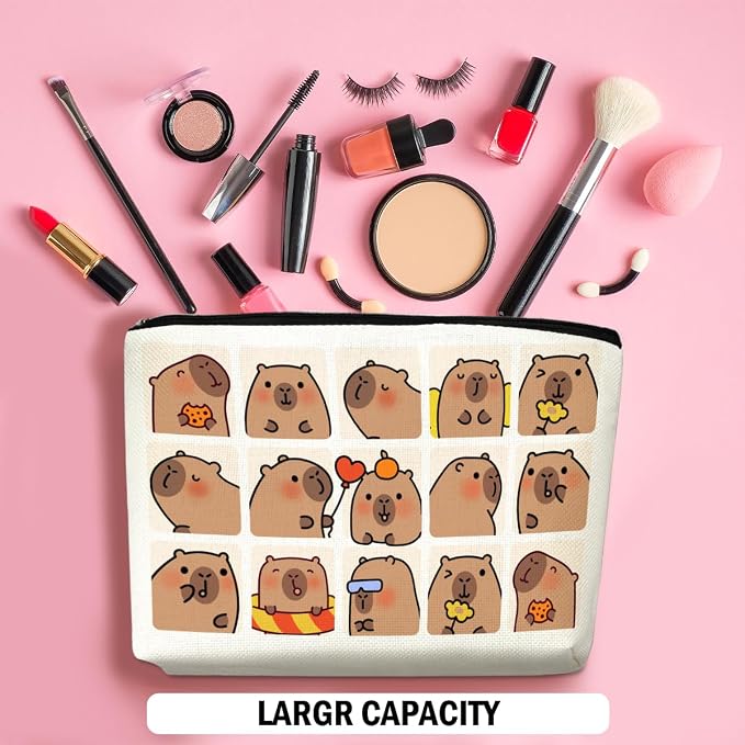 Cute Capybara Makeup Bag, Capybara Gifts for Women Cosmetic Bag | Travel Organizer Bags Makeup Pouch, Capybara Stuff Capybara Lovers Gifts for Bestie Girls Christmas birthday Gifts - Image 4