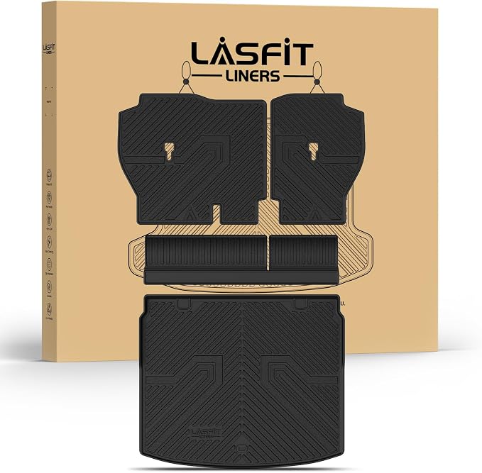 LASFIT Cargo Liner for Honda CR-V 2023-2026 (Gasoline & Hybrid & e:FCEV) | All Weather Custom Fit Anti-Slip Pet Friendly Easy Clean TPE Trunk Mat with Backrest Mat (Upper Position) by LASFIT
