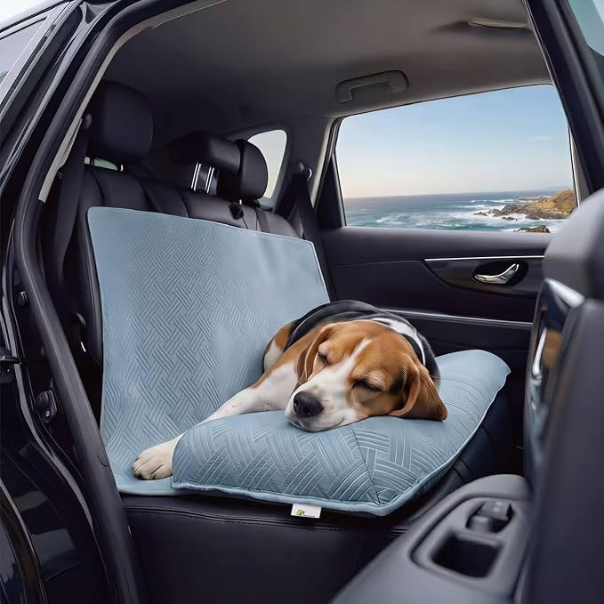 Premium Dog Cooling Car Seat Mat for Medium-to-Large Dogs, Breathable Dog Car Mat for Back Seat Travel, Cool-to-Touch Washable Pet Travel Lounge with Supportive Bolster - Image 4