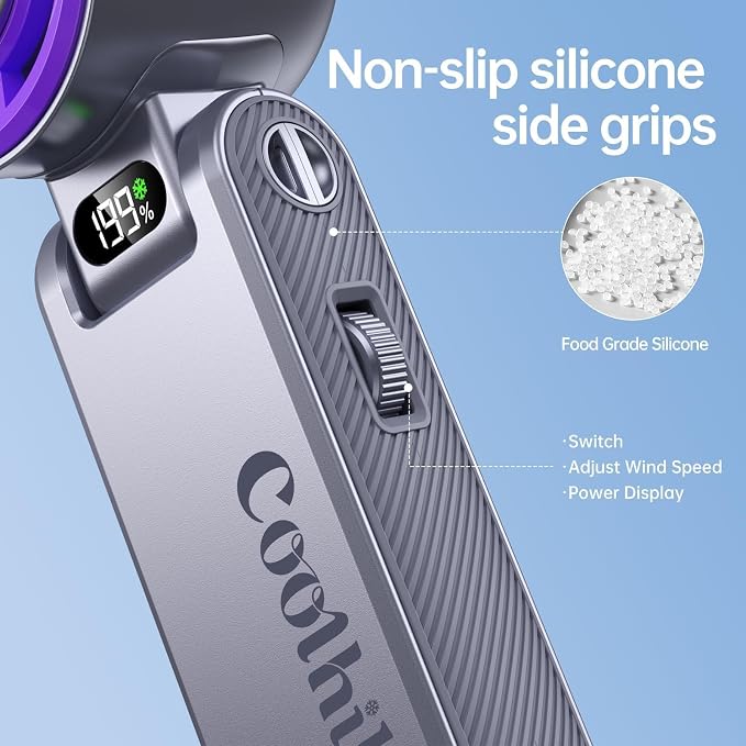 Pro Handheld Portable fan with Turbo Cooling 5500mAh 199 Speeds | 20000 RPM Air Turbo Tech Portable Design Powerful Mini Personal Fan for Travel, Outdoor,Beach,Makeup, Summer - Image 7