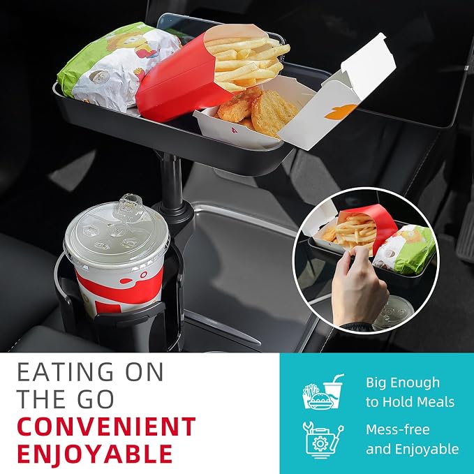 DYLEN Car Cup Holder Tray, 9.5”Detachable Car Food Tray Table for Eating | Cup Holder Expander Adapter for Car, Road Trip Essentials, Car Accessories Fits Owala, Yeti, Large Bottles 16-46 oz - Image 6