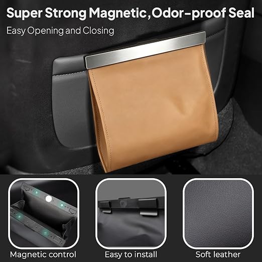 COZILO LED Car Trash Can Leak-Proof,Strong Magnetic Fast Closing Car Trash Bin as Cars Organizers and Storage,Cars Garbage Can with Automotive Trashs Bag for Backseat,Console,Door - Image 3