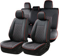 Coverado Tacoma Leather Seat Covers, Car Seat Covers Custom Fit for 2005-2023 Toyota Tacoma Double & Crew Cab SR SR5 Limited TRD Sport/Pro/Off Road (Fullset, Red) by COVERADOAUTO