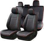 Coverado Tacoma Leather Seat Covers, Car Seat Covers Custom Fit for 2005-2023 Toyota Tacoma Double & Crew Cab SR SR5 Limited TRD Sport/Pro/Off Road (Fullset, Red) by COVERADOAUTO