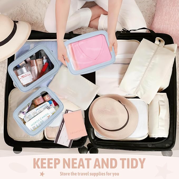 6PCS Clear Toiletry Bag,TSA Approved Travel Pouch with Zipper for Cosmetics and Toiletries，Diaper Bag Organizer Pouch Set, Purse Organizer and Clear Car Bag for Women and Kids - Image 6