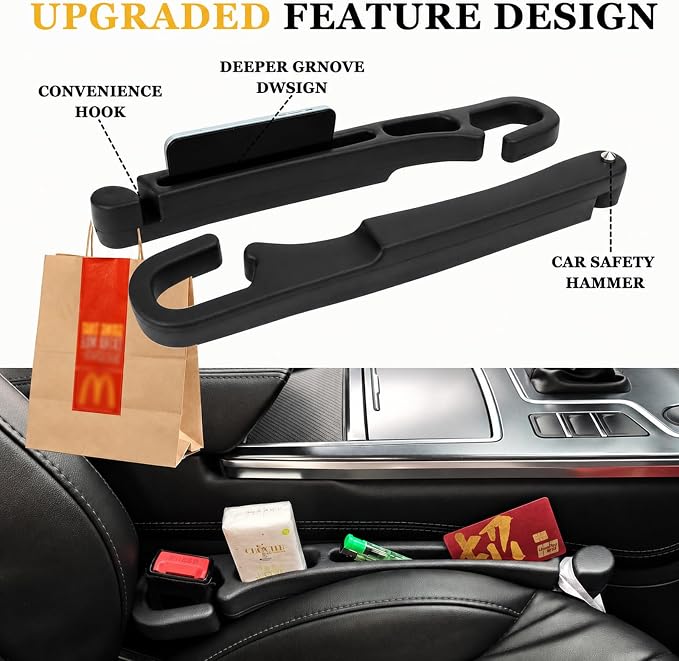 2 Pack Car Seat Gap Filler Compatible with Subaru Outback 2017-2025, Forester, Crosstrek Accessories, Seat Gap Organizer with Emergency Window Breaker & Sunglasses Holder - Image 2
