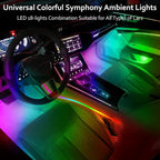 HMYC Acrylic Interior Car LED Strip Light with APP, 18-in-1 128 Colorful 6 Pieces Fiber Optic Car Decoration Atmosphere Light Kits, Dual Zone Music Sync Rhythm RGB Neon Lighting for All Cars - Image 2