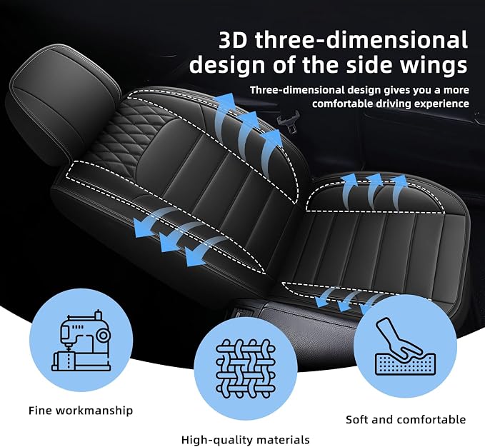 Car Seat Covers Fit for Honda HR-V 2016-2026 Full Set | Faux Leather Waterproof Automotive Seat Protectors,Compatible with Airbags,Easy to Install,5 Seats Black - Image 6