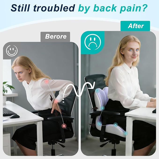 Seat Cushion for Office Chair, Ergonomic Cushion with Lumbar Support Pillow | Orthopedic Memory Foam Coccyx Cushion for Tailbone & Sciatica Pain Relief, Ideal For Office Chairs, Car Seats, Wheelchairs - Image 6