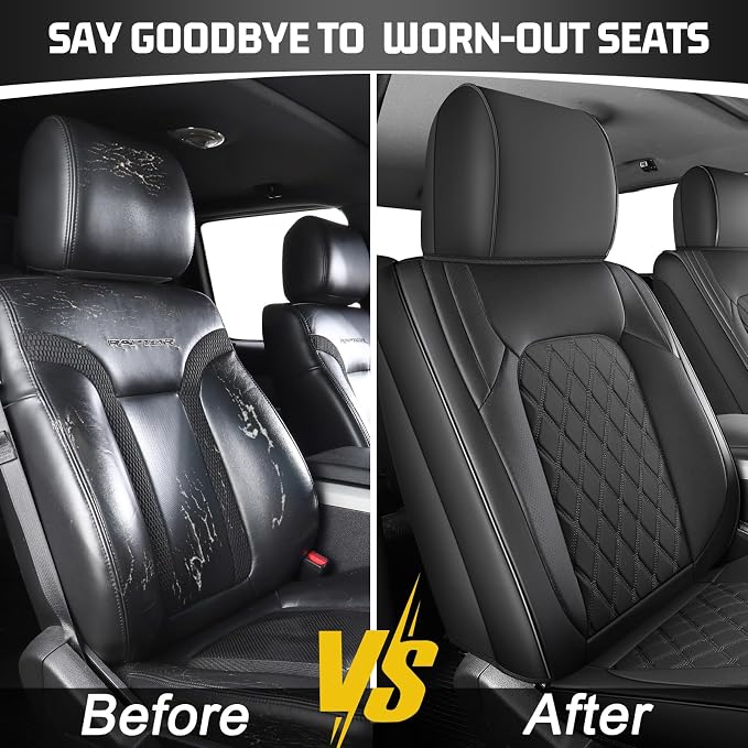 Seat Covers for Silverado/Sierra| Waterproof Leather Pickup Truck Custom Seatcovers Full Set for Chevy Silverado GMC Sierra 2014-2018 1500, 2015-2019 2500HD 3500HD Crew Double Extended Cab - Image 3