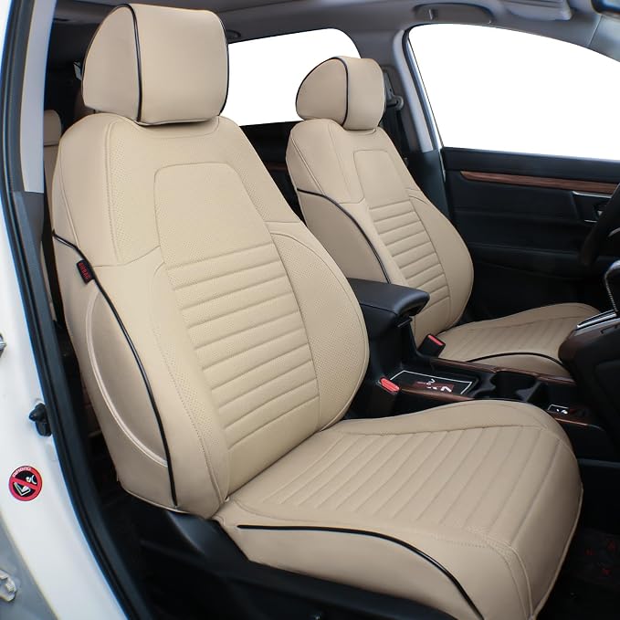 EKR Car Seat Covers for Honda CRV 2012-2014 (NO LX) Leatherette Full Set | Custom Fit for Honda CRV 2012 2013 2014 (Not for LX) Factory-Style Interior Upgrade,Faux Leather(Beige) by EKR
