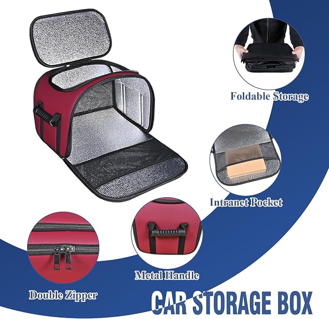 Foldable Car Insulated Storage Box, Portable Thermal Cooler Bag with Double Zipper & Sturdy Handle, Multi‑Purpose Car Seat Trunk Organizer for Drinks Snacks, Outdoor Picnic Camping Road Trips - Image 7