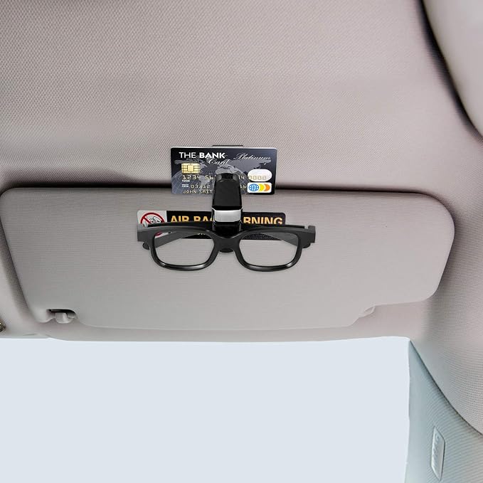 Boao 4 Pack Sunglasses Holder Car Visor Clip,Silver | Double-ended Design for Glasses and Tickets, 180 Degree Rotational Mount, Fits Sun Visors, Keeps Eyewear Accessible - Image 2
