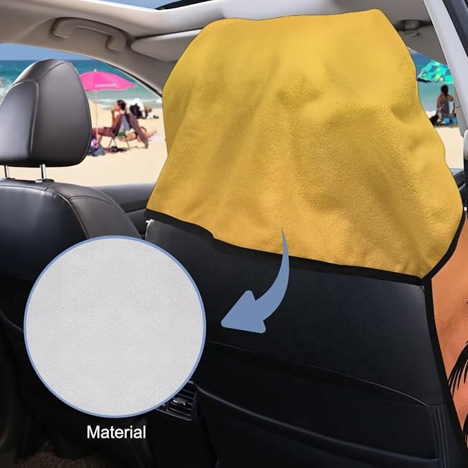Sunset Palm Trees Car Towel Seat Cover Soft Breathable Car Seat Cover Protector with Storage Bag Easy to Installation Fits for SUV Vehicle Sedan Truck - Image 3