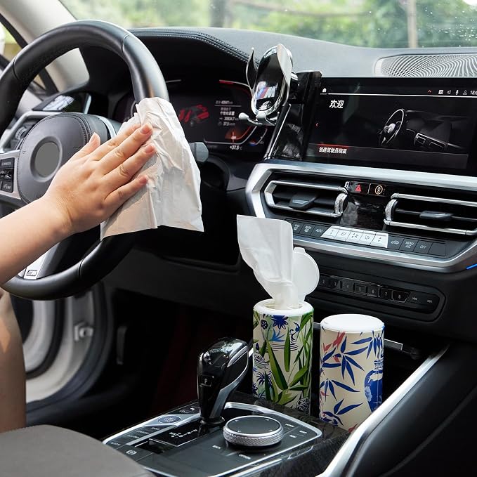 Car Tissue Holder,Tissue Box, Car Tissues Cylinder with Cap, Car Tissues Holder, Car Tissues Holder Round Container(4pk/200 Sheets) - Image 5