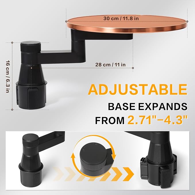 Car Tray Table & Car Desk for Laptop, Dual 360° Rotating Cup Holder Tray, Anti-Slip Leather-Textured Car Food Tray for Eating, Working & Makeup, Compatible with Tesla Model Y/3/S & Most Vehicles - Image 3