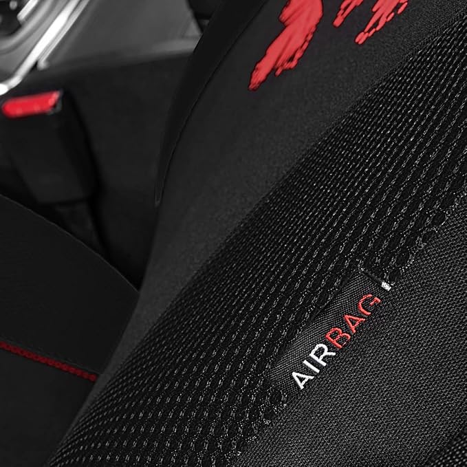 Flying Banner Butterfly car seat Covers ful Set Fashion Universal Lady Woman Female Rear Bench Split Colorized (Full Set, Red Black) - Image 6