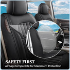 Truckiipa Dodge Ram Seat Covers Front Pair, Car Seat Cover Waterproof Leather Protector Pickup Truck Accessories, Full Coverage Custom Fit for 2002-2026 Ram 1500 2500 3500 Regular/Double Cab, Black - Image 3