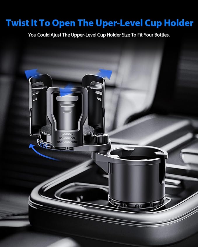 Cup Holder Expander for car 2 in 1 Multifunctional Car Cup Holder Extender Adapter with Adjustable Base Compatible with Hydro Flask,Yeti, Nalgene,32/40 oz Large Bottles Drinks Mugs-Large - Image 6