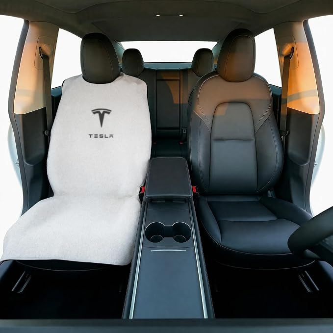 Upgraded Compatible with Tesla Seat Covers for Model 3/Y/X/S - Sweat-Resistant Towel Seat Cover for Kids, Pets and Dog Tesla Seat Protect Accessories by Fawyn