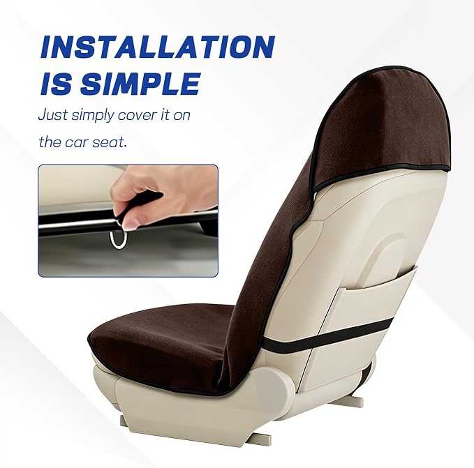 Waterproof Car Towel Seat Cover, Sweating Non Slip Car Seat Cover Protector for Gym Workout, Running, Swimming, Beach and Hiking, Machine Washable, Universal Fit for Front Seats (Brown) - Image 4