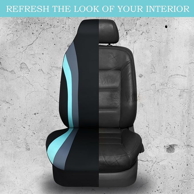 CAR PASS AquaShield Neoprene Waterproof Car Seat Covers Front Seats Only, High Back Bucket Seat Covers,Airbag Compatible,Seat Covers for Women Girl, Universal Fit for Auto Truck Van SUV (Black Mint) - Image 5