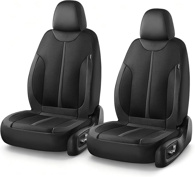 Seat Covers, Car Seat Covers Front Seat, Black Seat Covers for Cars 2 Seats, Breathable Car Seat Protector, Front Car Seat Cushion, Automotive Seat Covers Universal Fit for Most Cars SUV Trucks by FLORICH