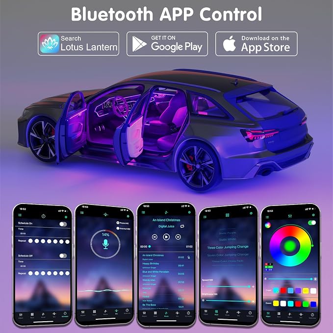 Interior Car LED Strip Lights Car Accessories APP Control with Remote 5 in 1 Music Sync Color Change RGB Ambient Lighting Kit with 275 inches Fiber Optic USB Charger Light Strips Decorations - Image 4