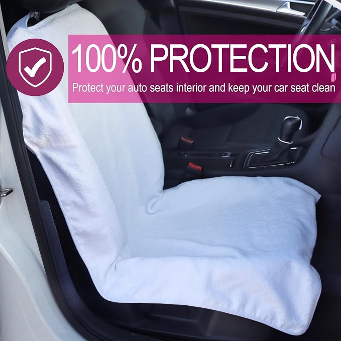 Car Seat Towel Covers Front Seats Protector for Gym and Workout, Automotive Washable Driver Cars Seat Sweat Cover for Dog, Compatible with Tesla Model Y Juniper/3/X/S (Fleece White, 1Pcs) - Image 7