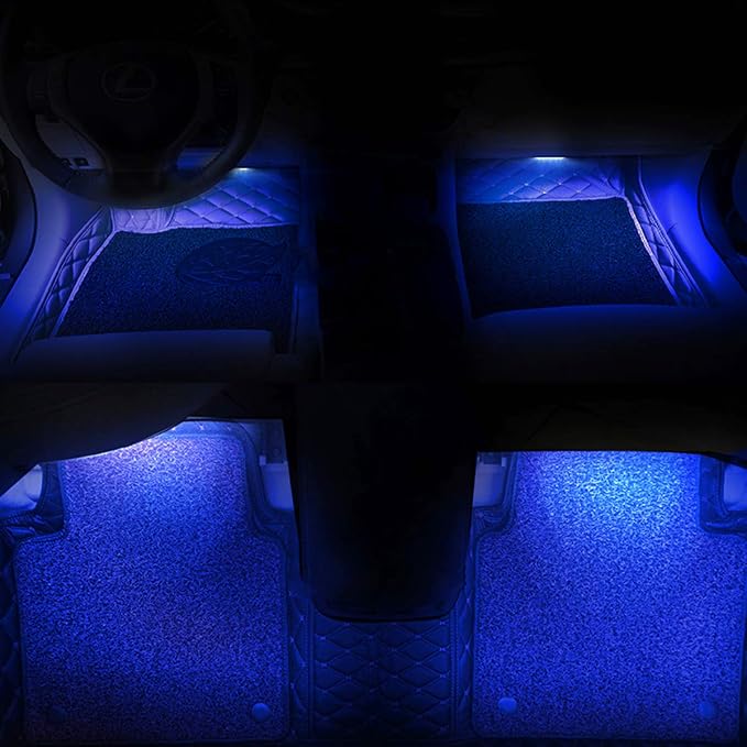 EJ's SUPER CAR 4PCS 48 LED Car Interior Lights, Blue Under Dash Light Kit | 12V Car Charger Powered, Waterproof Blue Neon Atmosphere Light Strips for Car Interior Decoration and Accent Lighting - Image 7