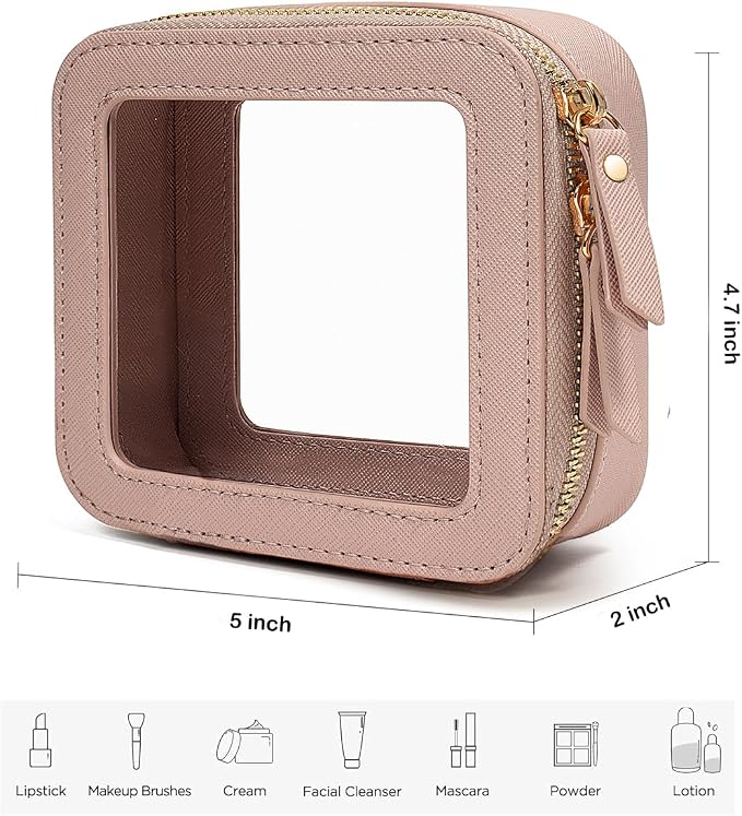 Travel Clear Makeup Bag Set, TSA Approved Cosmetic Bag Case with Zipper Portable Makeup Pouch Toiletry Bag Traveling Cosmetic Organizer Storage Bag Car Organizer Car Essentials - Image 5