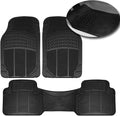 VaygWay Universal 3 Piece Heavy Duty Front and Rear Black Rubber Floor Mats - Premium Quality Trimmable Universal Fit All Weather Protection Floor Mats for Car Van SUV Truck by VaygWay